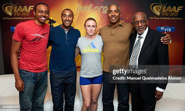 Aries Merritt of United States, Colin Jackson of Great Britain, Sally Pearson of Australia, Renaldo Nehemiah of the United States and Harrison...