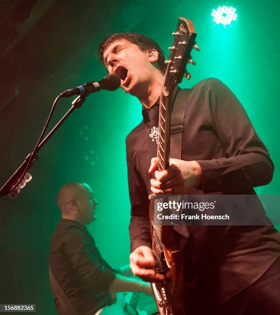 Singer Sel Balamir of Amplifier performs live during a concert at the Postbahnhof on November 23, 2012 in Berlin, Germany.