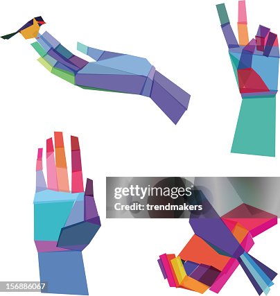 Multiple Hand Design Multicolored Hands Designs Consisting Of Polygonal Shapes High-Res ...