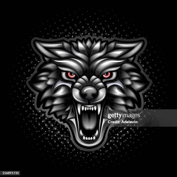 black aggressive wolf - werewolf stock illustrations
