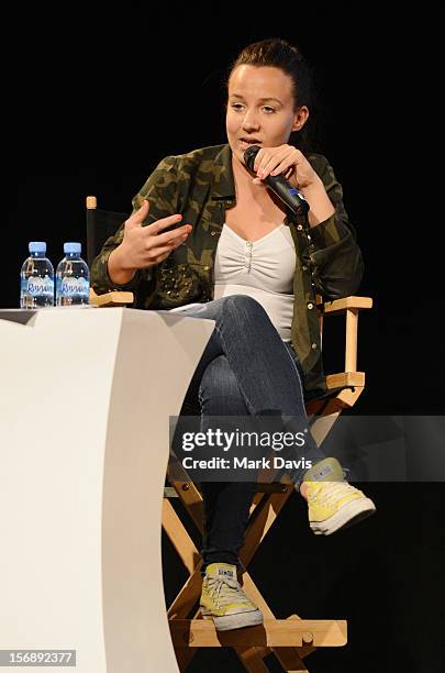 Singer Malikah attends the Express Yourself Family Day Panel at the Katara Opera House during the 2012 Doha Tribeca Film Festival on November 24,...