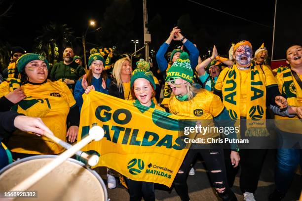 Fans before Australia plays Canada at the FIFA Women's World Cup Australia & New Zealand 2023 at Melbourne Rectangular Stadium.