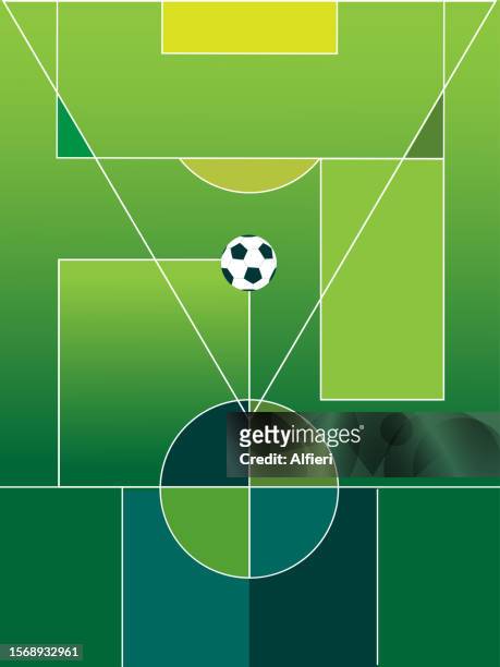 stockillustraties, clipart, cartoons en iconen met football field (geometric design) - track and field