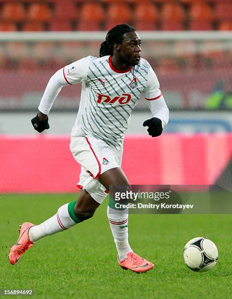 Felipe Caicedo of FC Lokomotiv Moscow in action during the Russian Premier League match between FC Lokomotiv Moscow and FC Krasnodar at the Lokomotiv...