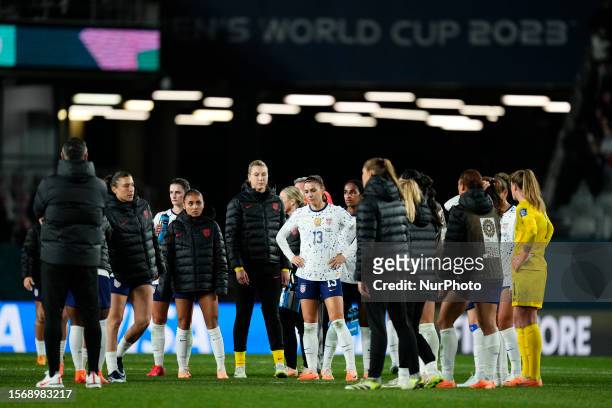 Players after the FIFA Women's World Cup Australia &amp; New Zealand 2023 Group E match between Portugal and USA at Eden Park on August 1, 2023 in...