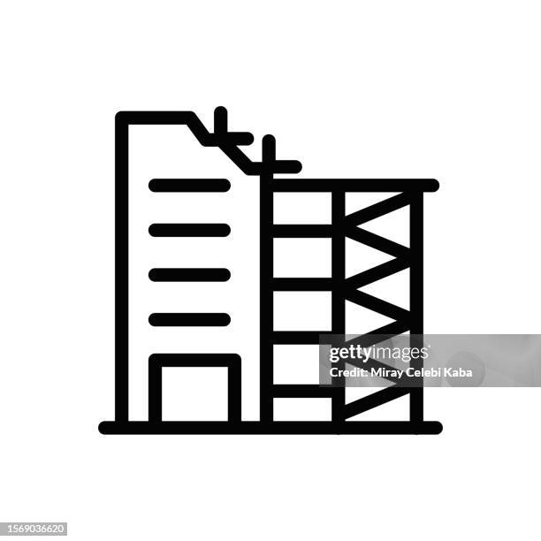 construction site line icon - single brick stock illustrations