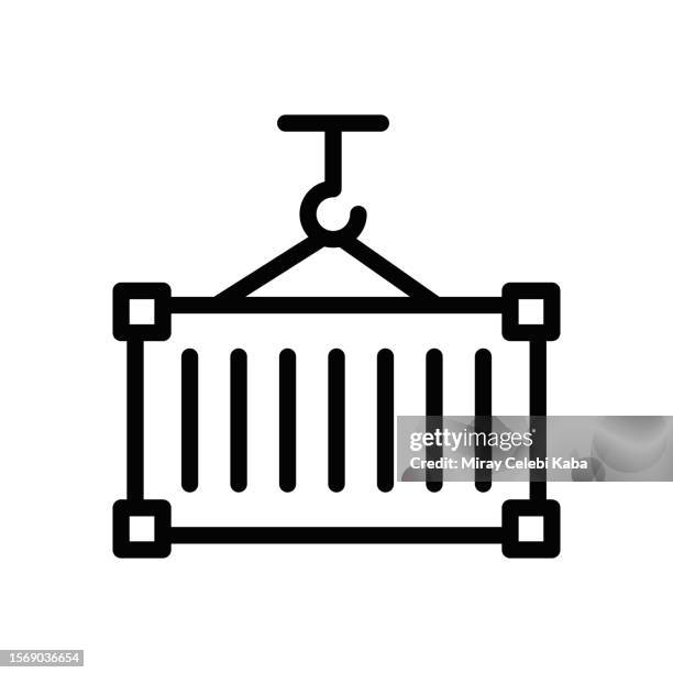 container line icon - cargo plane loading stock illustrations