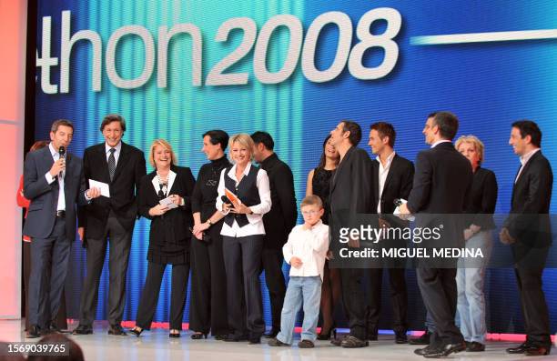 Some France Televisions group TV hosts and France Televisions president Patrick de Carolis launch the 22nd edition of the Telethon, France's biggest...