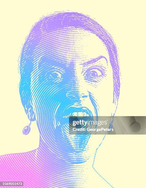 stockillustraties, clipart, cartoons en iconen met woman sticking out tongue and laughing - tongue