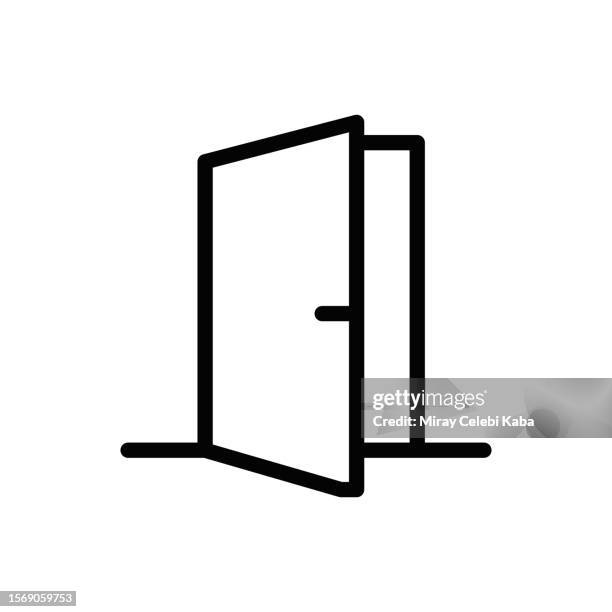 illustrations, cliparts, dessins animés et icônes de icône porte, construction, ligne de maison - picto porte