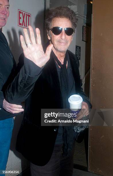 Al Pacino arriving at his broadway play Glengarry Glen Ross on November 24, 2012 in New York City.