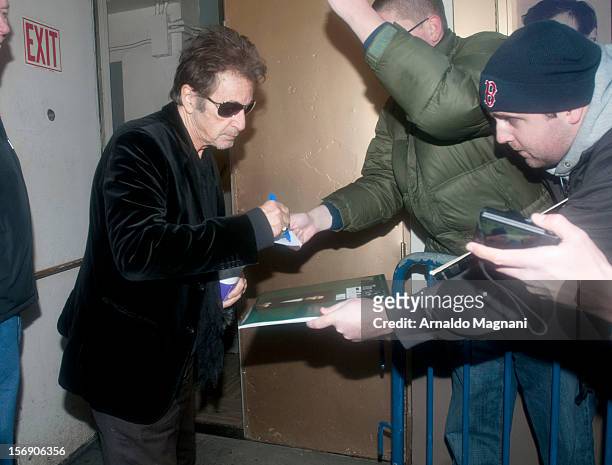 Al Pacino arriving at his broadway play Glengarry Glen Ross on November 24, 2012 in New York City.