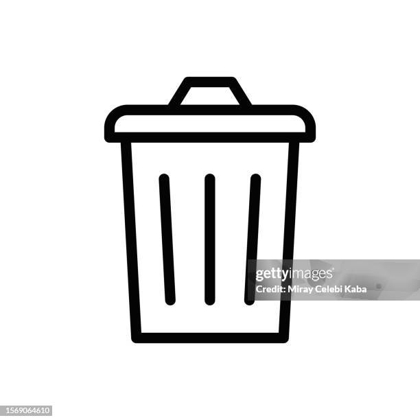 illustrations, cliparts, dessins animés et icônes de icône de ligne poubelle, recyclable, recyclage - boîte-à-ordures-ménagères