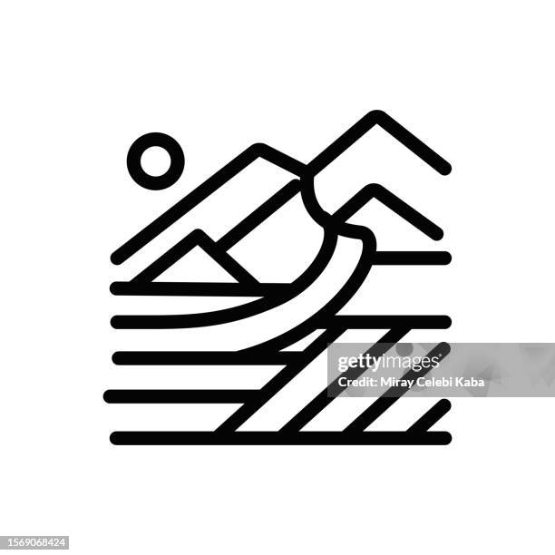 farming field, farming and agriculture, line icon - livestock truck stock illustrations