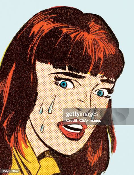 crying woman - blue eyes stock illustrations