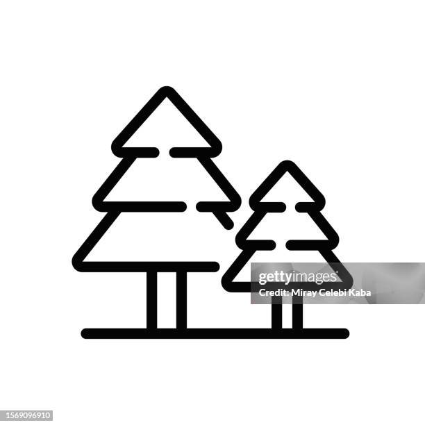 stockillustraties, clipart, cartoons en iconen met forest, forest area, wooded, environment, line icon - wilderness area