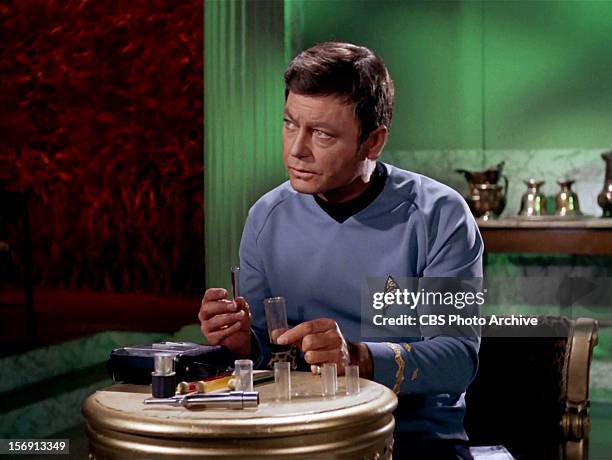 DeForest Kelley as Dr. Leonard H. McCoy in the STAR TREK episode, "Plato's Stepchildren." Original air date, November 22, 1968. Season 3, episode 10....