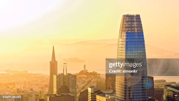 view of modern buildings in city - san francisco financial district stock pictures, royalty-free photos & images