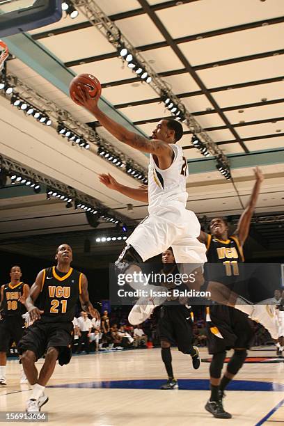 Laurence Bowers of the Missouri Tigers shoots against the Virgina Commonwealth Rams during the Battle 4 Atlantis tournament at Atlantis Resort...