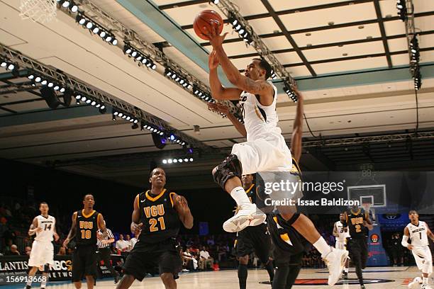 Laurence Bowers of the Missouri Tigers shoots against the Virgina Commonwealth Rams during the Battle 4 Atlantis tournament at Atlantis Resort...