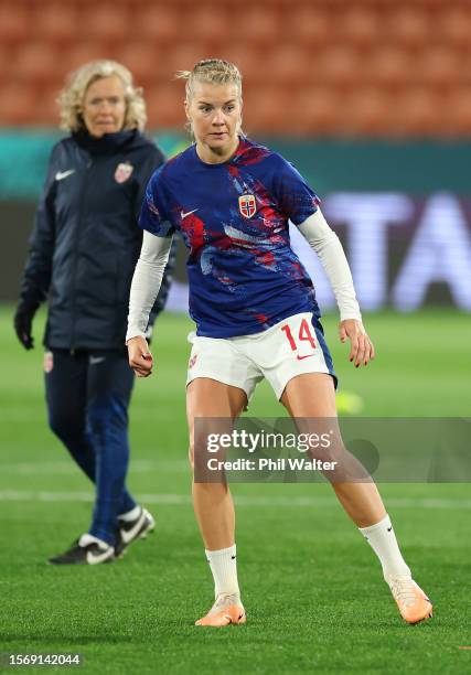 Ada Hegerberg of Norway warms up prior to the FIFA Women's World Cup Australia & New Zealand 2023 Group A match between Switzerland and Norway at...