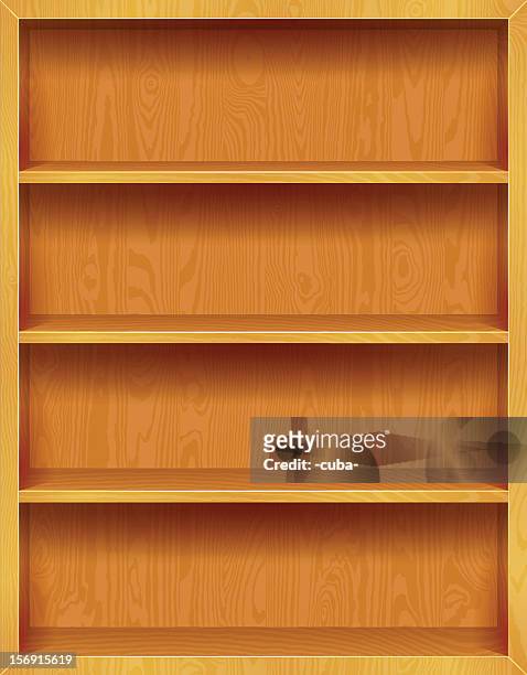 wooden bookshelves background - bookshelf vector stock illustrations