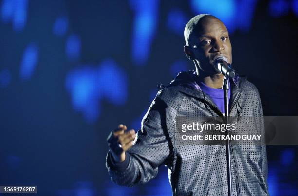 French hip hop singer Abd Al Malik performs during the 23rd Victoires de la Musique annual ceremony, France's top music award, on March 8, 2008 in...