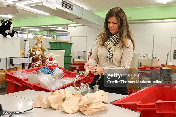 Worker manufactures at the Steiff stuffed toy factory on November 23, 2012 in Giengen an der Brenz, Germany. Founded by seamstress Margarethe Steiff...