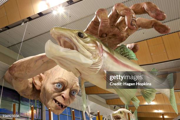 General view of a large Gollum sculpture installed by Weta ahead of the "The Hobbit: An Unexpected Journey" world premiere at Wellington Airport on...