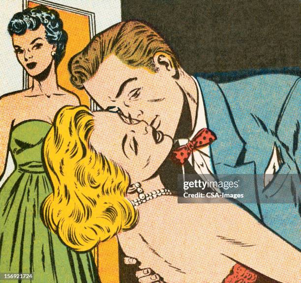 ilustraciones, imágenes clip art, dibujos animados e iconos de stock de mala beso - problemas de parejas