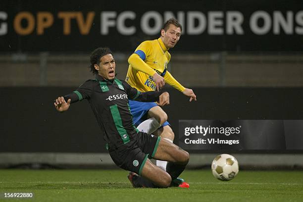 Virgil van Dijk of FC Groningen, Sander Duits of RKC Waalwijk during the Dutch Eredivisie match between RKC Waalwijk and FC Groningen at the...