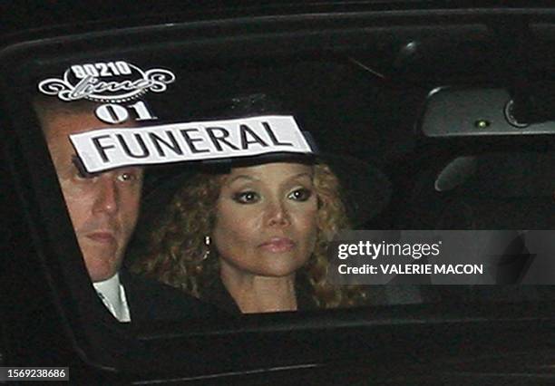 LaToya Jackson leaves after the Michael Jackson burial ceremony at Glendale Forest Lawn Memorial Park in Glendale, California on September 3, 2009....