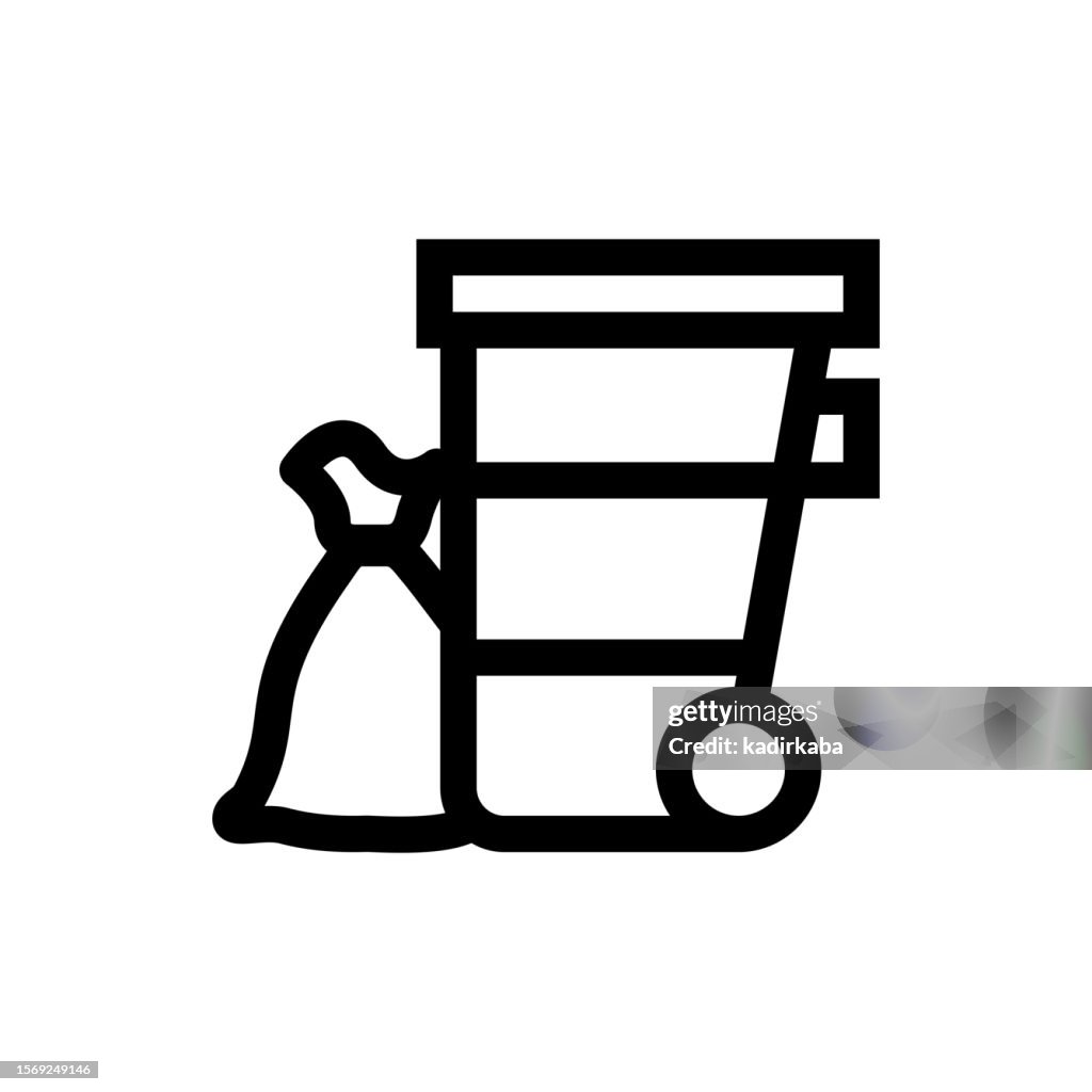 Wheelie Bin Line icon, Design, Pixel perfect, Editable stroke. Logo, Sign, Symbol. Recycling, Recycle, Waste Management.