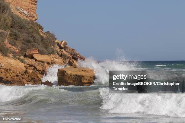 surf on the beach in praia do burgau, faro district, algarve, portugal - burgau portugal stock pictures, royalty-free photos & images