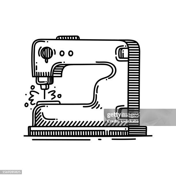 sewing machine line icon, sketch design, pixel perfect, editable stroke. logo, sign, symbol. - sewing machine stock illustrations