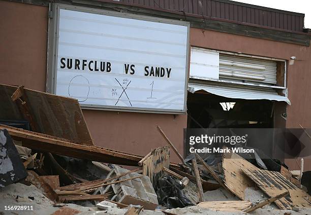 The poplular Surf Club was partially demolished by Superstorm Sandy on November 25, 2012 in Ortley Beach, New Jersey. New Jersey Gov. Christie...