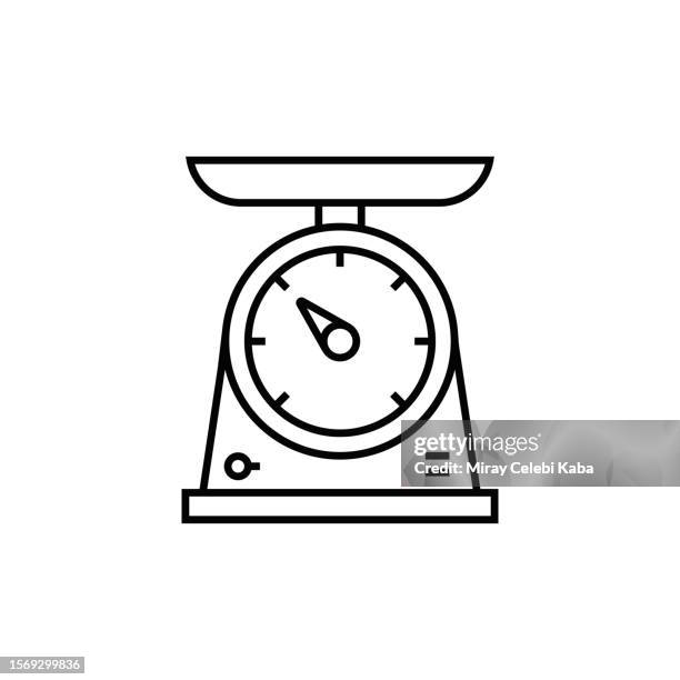 stockillustraties, clipart, cartoons en iconen met kitchen scales line icon - keukenweegschaal