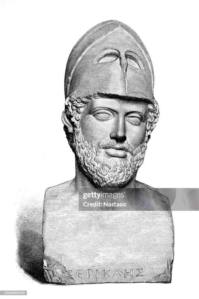 Bust and marble head of Pericles Greek politician and general