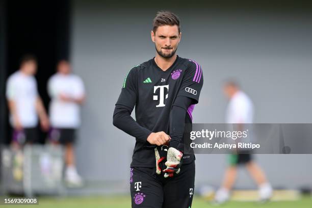 Sven Ulreich of FC Bayern Munchen in action during a training session at Lion City Sailors Training Centre on August 1, 2023 in Singapore.