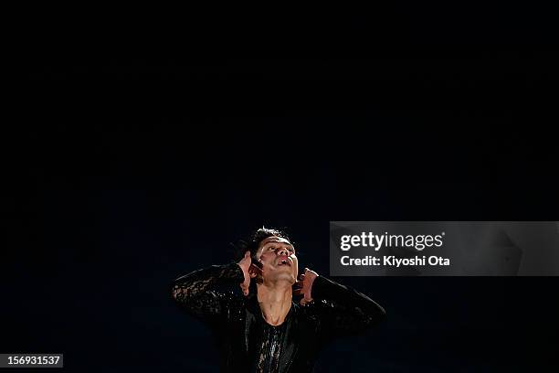 Daisuke Takahashi of Japan performs in the Gala Exhibition during day three of the ISU Grand Prix of Figure Skating NHK Trophy at Sekisui Heim Super...