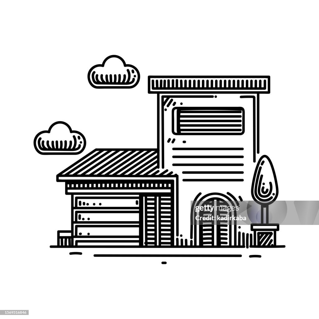 Villa Line icon, Sketch Design, Pixel perfect, Editable stroke. Logo, Sign, Symbol.
