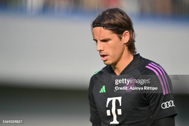 Yann Sommer of FC Bayern Munchen looks on during a training session at Lion City Sailors Training Centre on August 1, 2023 in Singapore.