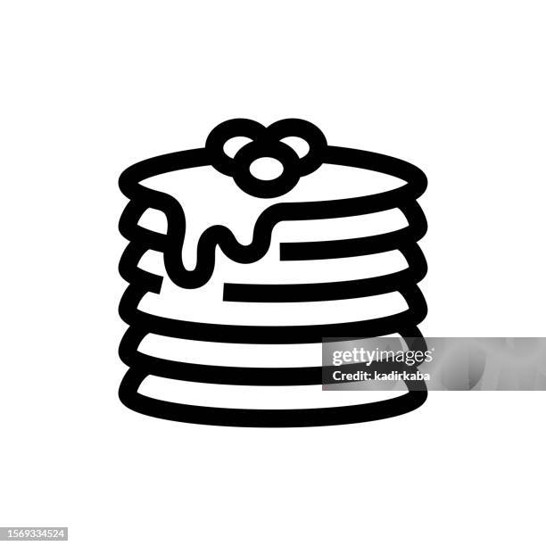 pancake line icon, pixel perfect, editable stroke. logo, sign, symbol. dessert, coffee, bakery. - pancake stock illustrations