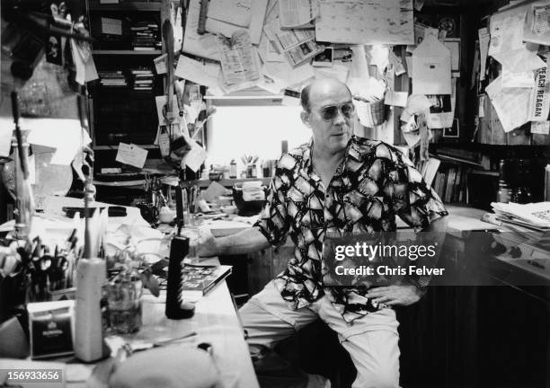 Portrait of writer & journalist Hunter S. Thompson in his office, Aspen, Colorado, 1994.