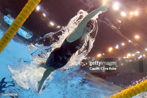 Katie Ledecky of Team United States competes in the Women's 1500m Freestyle Final on day three of the Fukuoka 2023 World Aquatics Championships at...