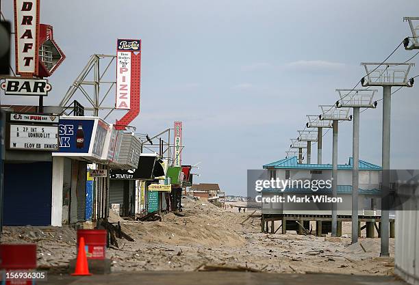 Most of the board walk that was damaged by Superstorm Sandy has been removed on November 25, 2012 in Seaside Heights, New Jersey. New Jersey Gov....