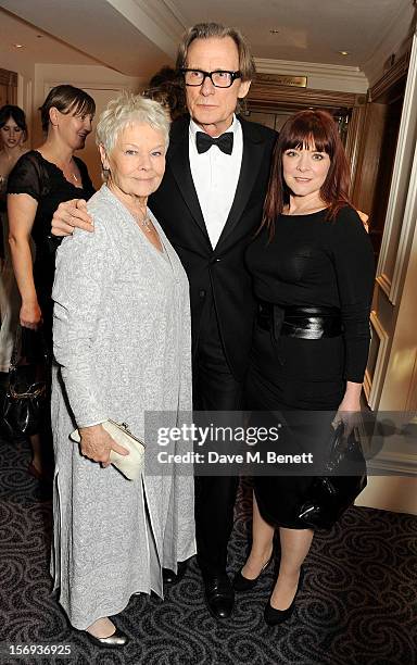 Dame Judi Dench, Bill Nighy and Finty Williams attend a drinks reception at the 58th London Evening Standard Theatre Awards in association with...