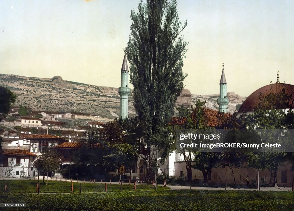 Bakhchysaraj, Bakhchisarai, a Tatar town in the Autonomous Republic of Crimea, Ukraine, Russia, c. 1890, Historical, digitally enhanced reproduction of a photochrome print of the period