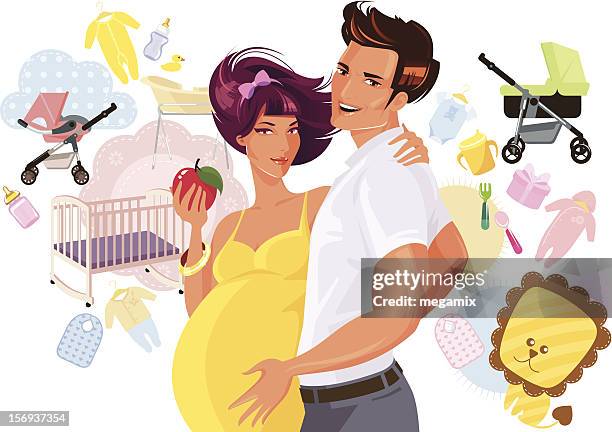 parents. - hands on stomach stock illustrations