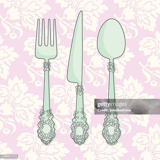 cutlery - silver serving dish stock illustrations